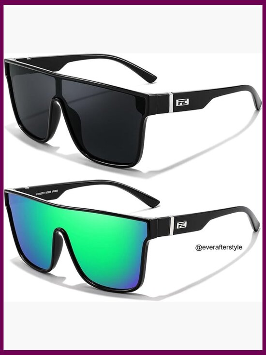 Mirrored Single Lens Sunglasses UV400 Shades Oversized Square Frame
